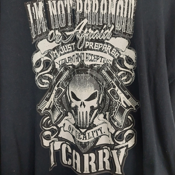 I Am Not Paranoid or Afraid I'm Just Prepared Black Long Sleeve T Shirt Size 3XL - Picture 3 of 7